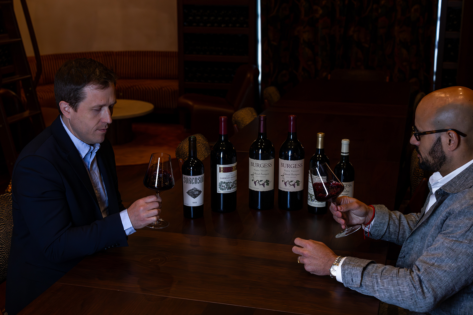 Burgess Winemaker Reid Griggs and Master Sommelier Carlton McCoy Jr. at a Burgess Tasting